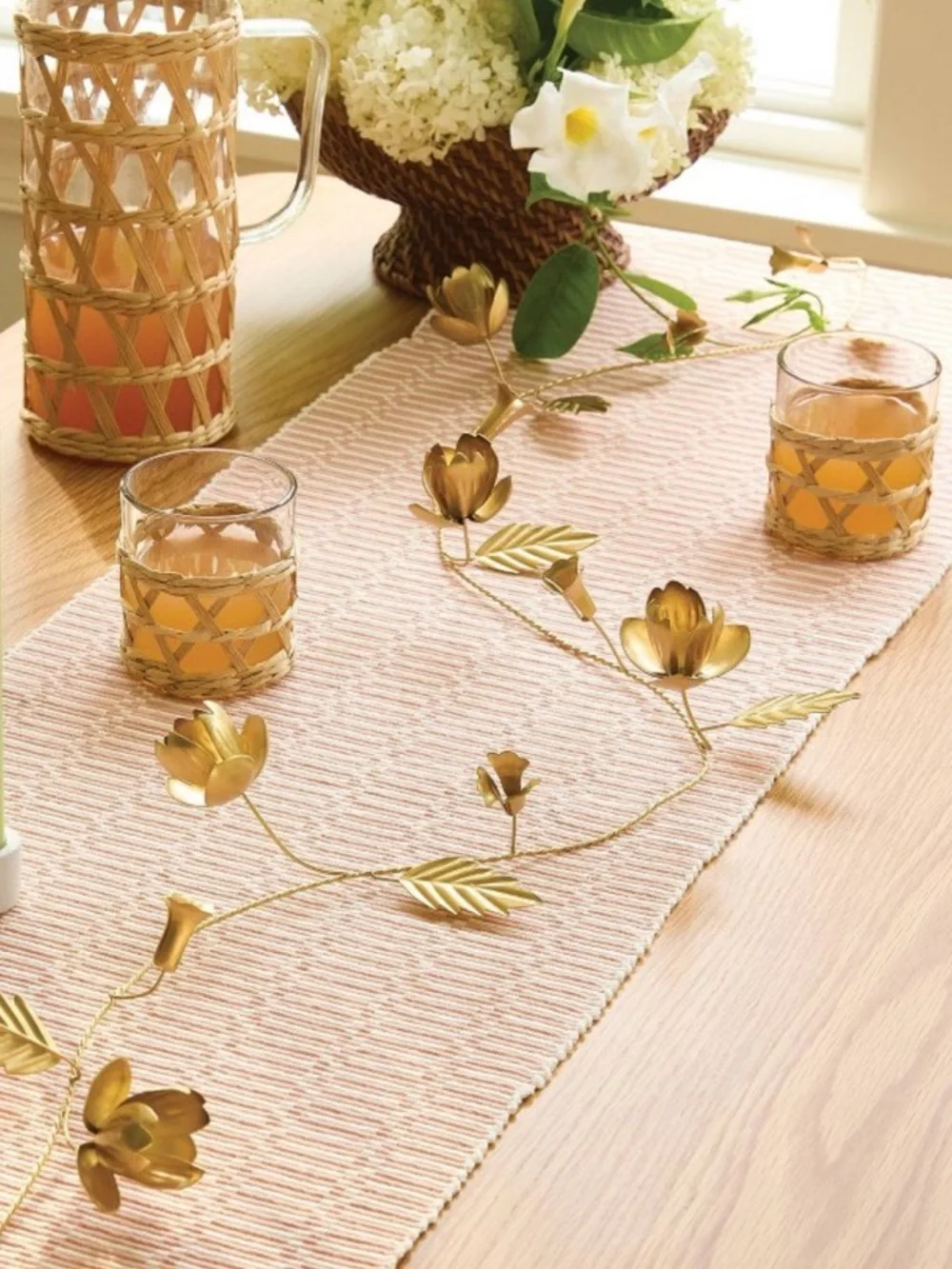 Gold Floral and Bell Metal Botanical Garland - Threshold™